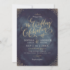 Invitation Glam nuit faux or parties scintillant calligraphie