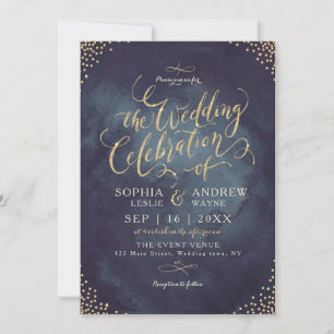 Invitation Glam nuit faux or parties scintillant calligraphie