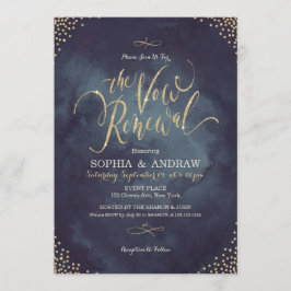 Invitation Glam nuit or calligraphie voeu renouvellement