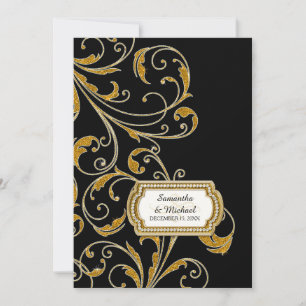Invitation Glam Old Hollywood Regency Black Cravate Style d'é