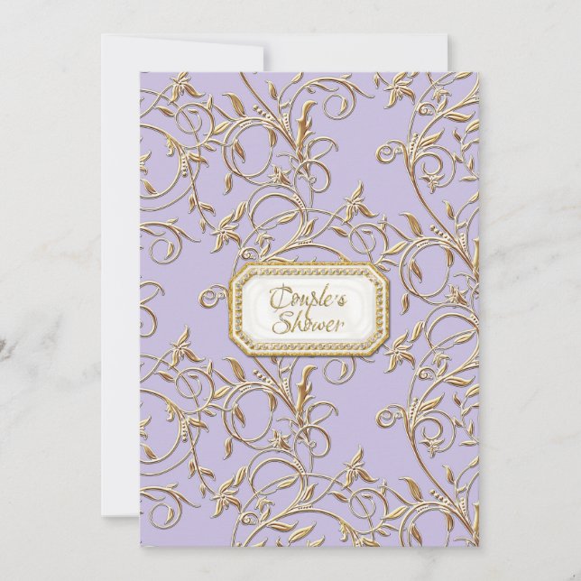 Invitation Glam Old Hollywood Regency Lilac Couples Douche (Devant)