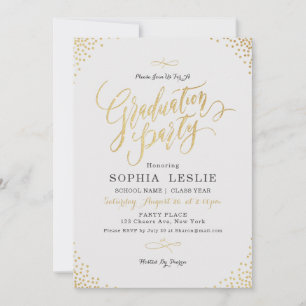 Invitation Glam or calligraphie vintage fête de graduation