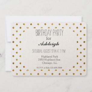 Invitation Glam or chic et anniversaire de Pois blancs