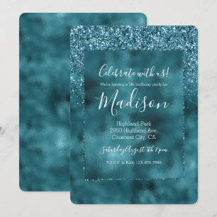 Invitation Glam Parties scintillant turquoise Glitz