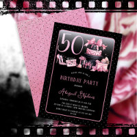 Glam Pink Black Fashion 50e fête d'anniversaire