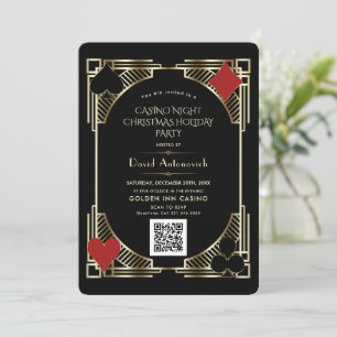Invitation Glam QR Code Vegas Casino Nuit Noël