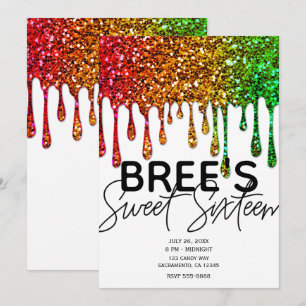 Invitation Glam Rasta Rainbow Parties scintillant Drips Sweet