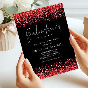 Invitation Glam Red Parties scintillant Frontières Black Gale