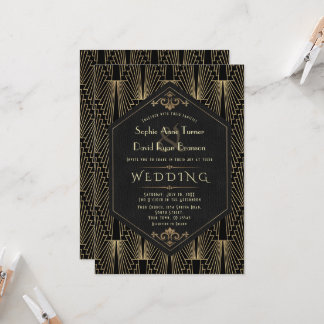 Invitation Glam Roaring 20s Great Gatsby Art Deco Wedding
