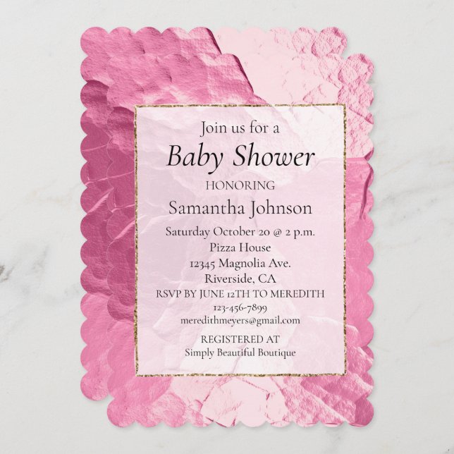 Invitation Glam rose (Devant / Derrière)