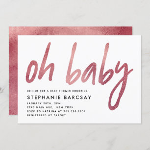 Invitation Glam Rose Gold Oh Baby shower