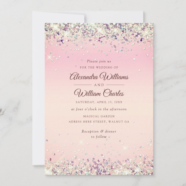Invitation Glam Rose Gold Parties scintillant Confetti Modern (Devant)