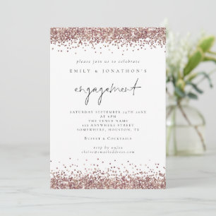 Invitation Glam Rose Gold Parties scintillant Script Engageme
