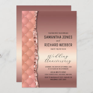 Invitation Glam Rose Gold Ripped Parties scintillant Annivers