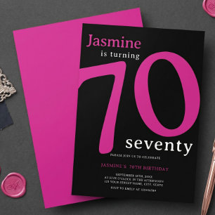 Invitation Glam Rose Noir Tournant 70 Soixante-dixième Annive