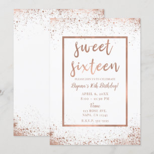 Invitation Glam rose or rose Moderne Chic Sweet 16