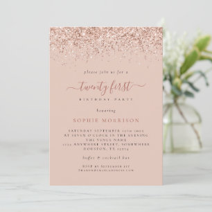 Invitation Glam Rose Parties scintillant 21e fête d'anniversa