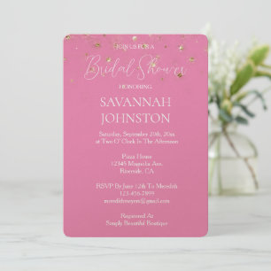 Invitation Glam rose Parties scintillant or Confetti douche n