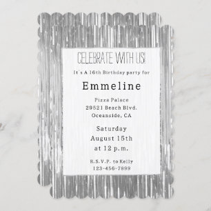 Invitation Glam Silver Glitzy Sparkhe Stripes