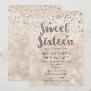Invitation Glam Sparkle Confetti Sweet 16 Anniversaire Invita