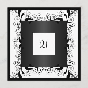 Invitation Glamor Blanc noir Floral