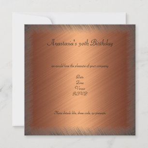Invitation Glamor Cuivre noir Floral fête d'anniversaire 2