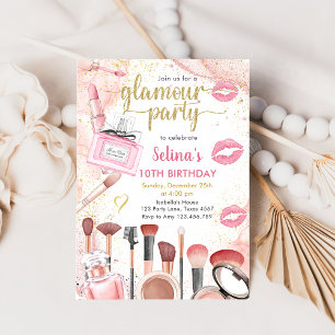 Invitation Glamor Party Glitz Glam Spa de maquillage fille An