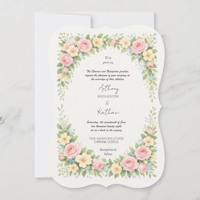 Invitation Glamorous Regency Garden Wedding by Bridgerton (Devant)