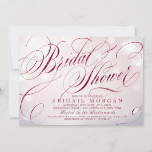 Invitation Glamour bordeaux calligraphie Baby Shower de maria