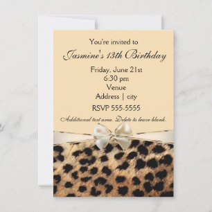Invitation glamour imprimé léopard guépard blanc n