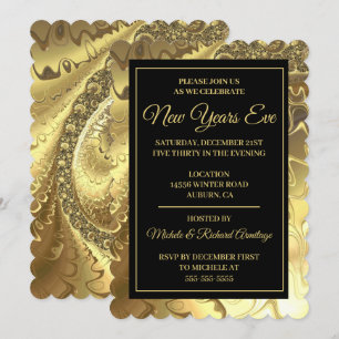 Invitation Glamour Or Nouvel An