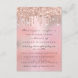 Invitation Glamour Paillettes Roses Dorées Mariage Douzième