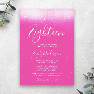 Invitation Glamour Rose Chaud 18e Anniversaire
