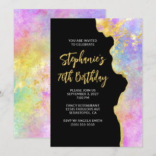 Invitation Glamour rose et or Opale de feu 70e anniversaire