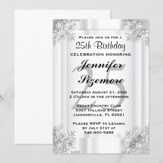 Invitation Glamourous 00e anniversaire design en blanc