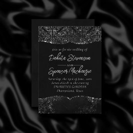 Invitation Glimmery Onyx Grunge | Tambour noir argenté