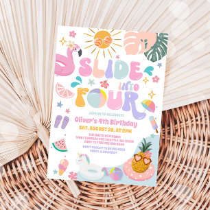 Invitation Glissez dans quatre fête au bord de la piscine d'é