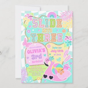 Invitation Glissez dans trois fête d'anniversaire de fille pr