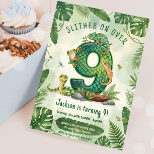 Invitation Glissez jusqu'à la 9e fête d'anniversaire du repti