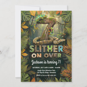 Invitation Glissez jusqu'à la jungle des reptiles pour le 7e 