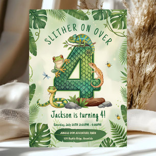 Invitation Glissez pour la 4e fête d'anniversaire de la jungl