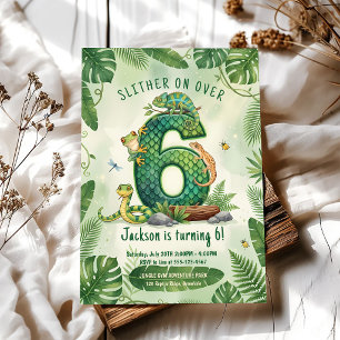 Invitation Glissez sur la jungle de reptiles pour le 6e anniv