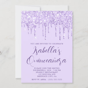 Invitation Glitter de Lavande Clair pour Quinceañera