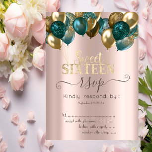 Invitation  Glitter Drips Ballons Rose Gold Réponse RSVP 