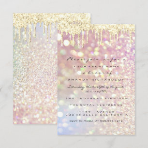 Invitation Glitter Drips Rose Gold  Mariage Douce 16e Lux