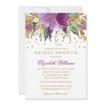 Glitter Floral Étincelant Améthyste Baby Shower de
