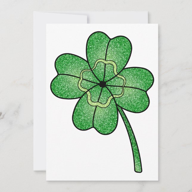 Invitation Glitter Four Leaf Clover (Devant)