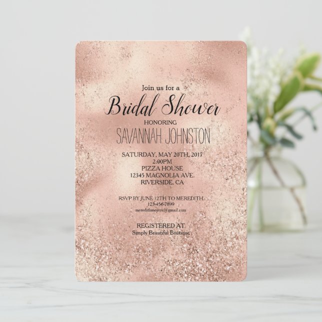 Invitation Glitter Peach Rose (Debout devant)