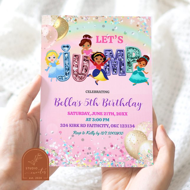 Invitation Glitter Sequin Jump Princess Costume Party (Créateur téléchargé)
