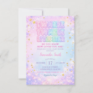 Invitation Glitter Twinkle Twinkle Little Star Baby Shower